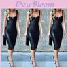Fashion Women Pu Leather Bandage Bodycon Sleeveless Mini Dress For Club And Party Events