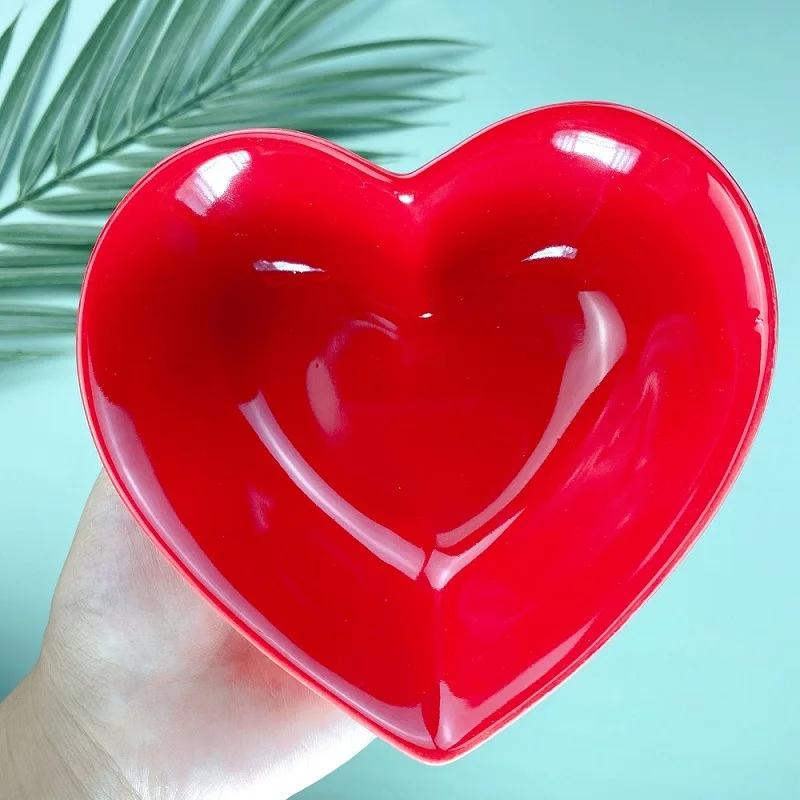 Red Heart Ceramic Dinner Plate Home Baking Oven Cake Bowl Delicate Dessert Salad Dishes Dinner Cooking Plate Kitchen Utensils