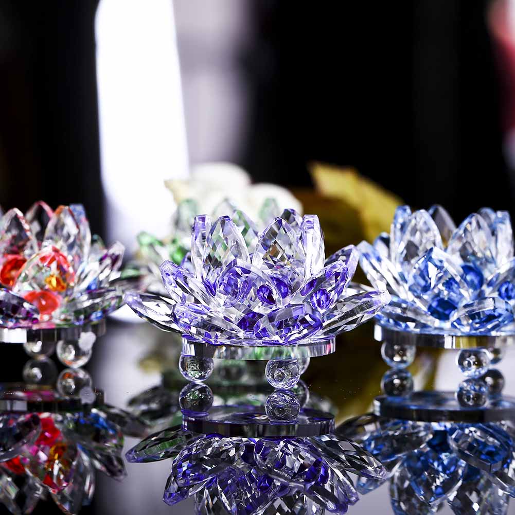 6cm Kryształowa Figurka Kwiatu Lotosu Dekoracja Domu Ślubnego Szklana Kolekcja Rzemiosła Papierowego Ozdoby Stołowe Prezenty Pamiątkowe