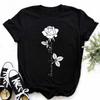 New Fashion Golden Rose Print Ladies T-shirt Harajuku Casual Round Neck Top