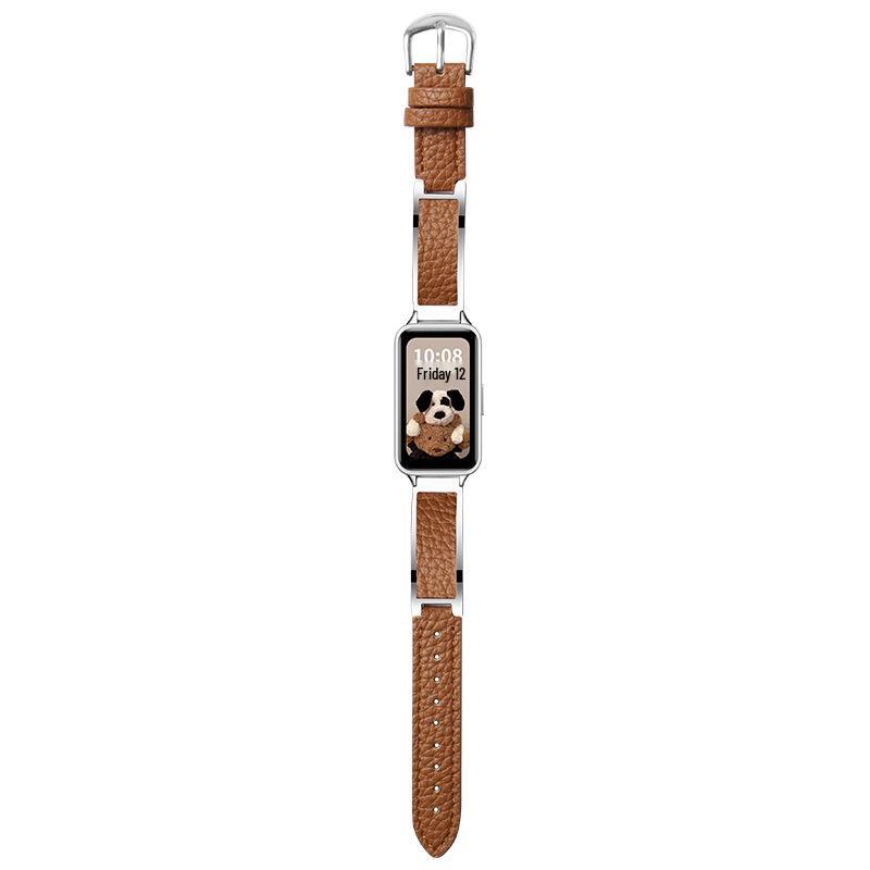 Elegant Metal & Leather Wristband for Huawei Band 11 Pro - Fits 9/8 NFC, 10th Gen, Women's High-end Style
