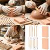 Manual Clay Sculpting Tool Set with Mixed Metal Ends, Wood Grip Pottery Carving Tool for Figurine Work, Pottery Craft Practice Daily