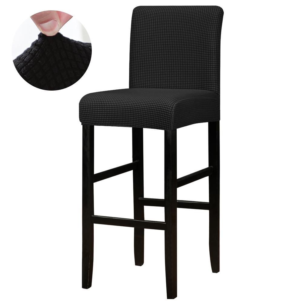 Solid Bar Chair Cover Short Back Bar Stool Slipcover For Hotel Banquet Dining Room Small Size Seat Protector