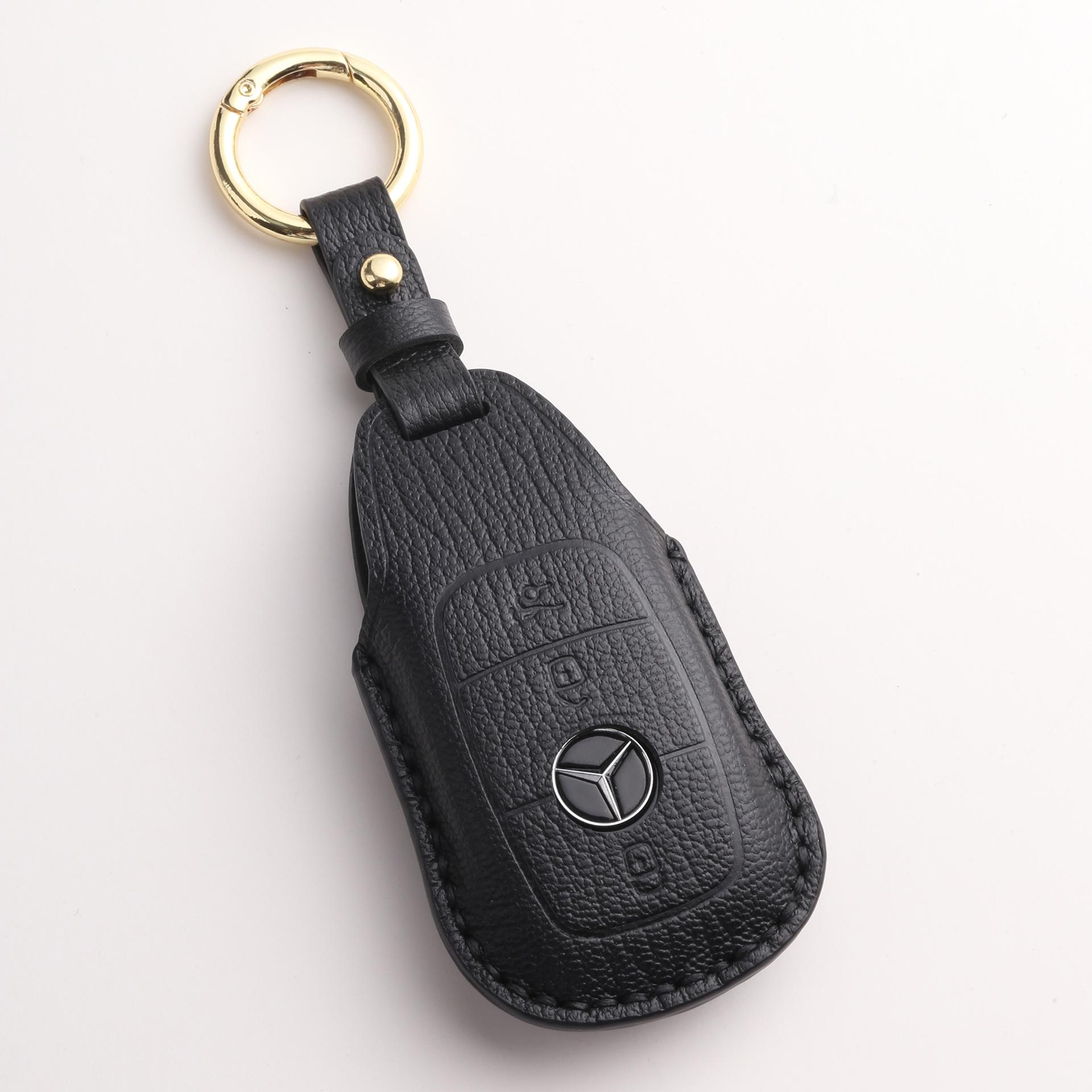 

Customized leather key cover is suitable for the new Mercedes-Benz C-Class E-Class E300 high-end protective Maybach keychain. чорний