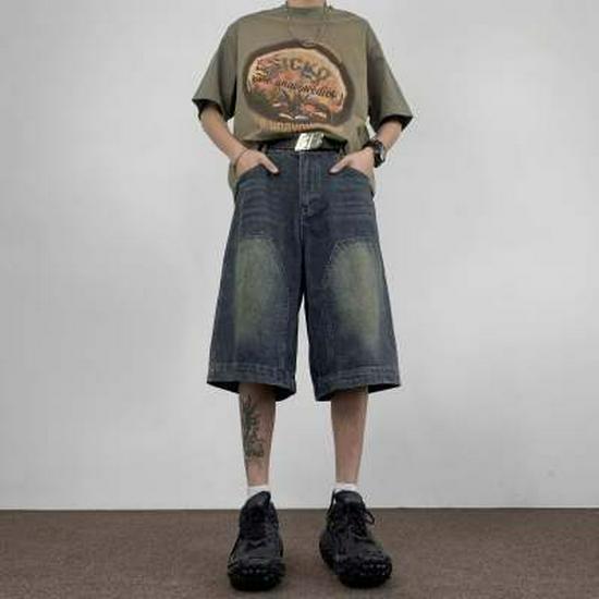 

Унисекс Джинсы широкие штанины с потертостями, Летние шорты, Универсальные брюки гаремы, Модные шорты свободного кроя XL синий