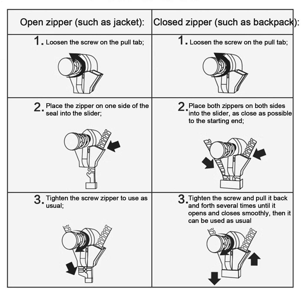 10Pcs Universal Zipper Repair Kit Quick Instant Detachable Zipper Head Replacement Zipper Slider Pull Jacket Bags Coat DIY Sew