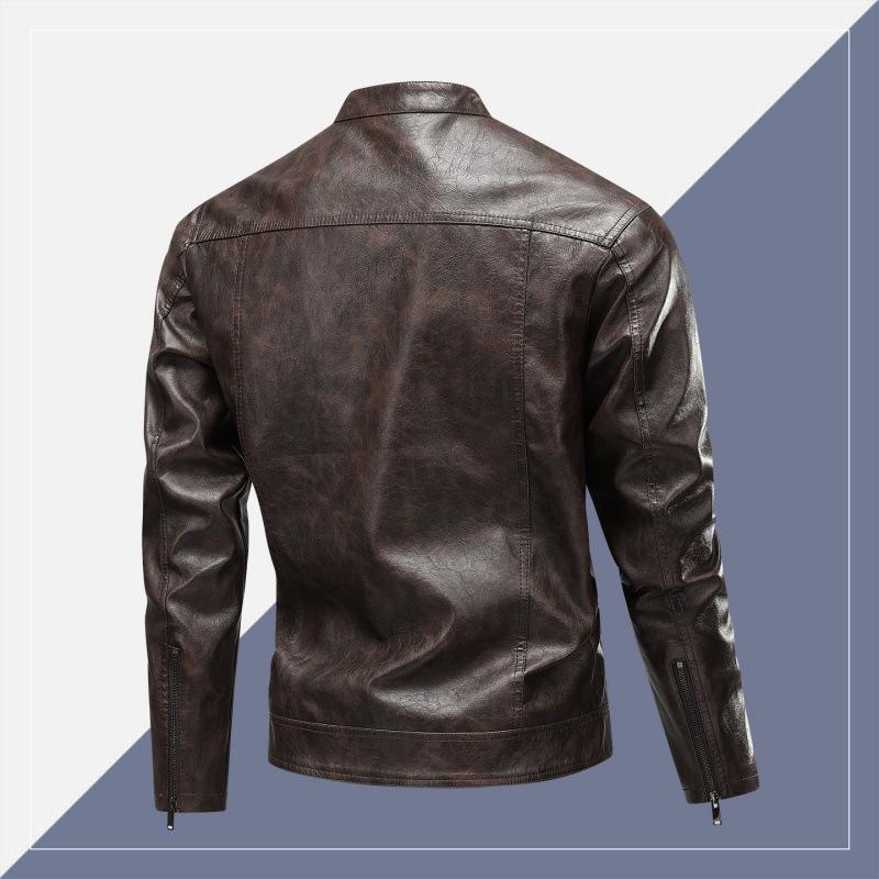 Spring and Autumn New PU Leather Men's Cycling Motorcycle Leather Jacket Men's American Street Retro Nostalgic Leather Korean Leisure