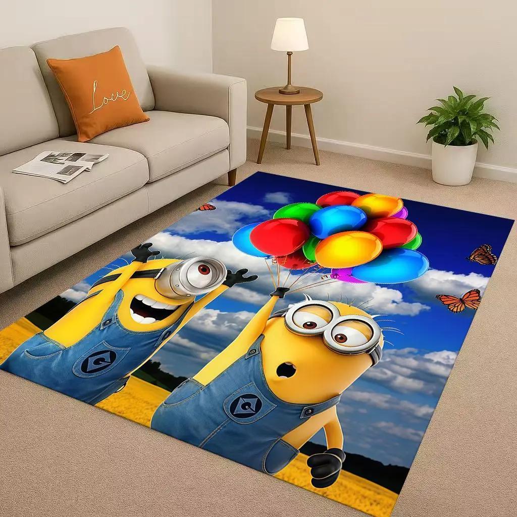 3D Cute Minions Cartoon Christmas Gift Living Room Non-Slip Area Rug Carpet for Bedroom Playroom Sofa,Home Decor Doormat