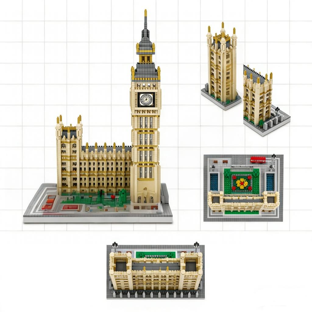 London Big Ben Micro Building Blocks Ornament, UK Famous Landmark Clock Tower Desktop Decor Collectible Gift