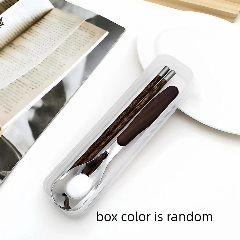 Wood Grain Handle Wooden Chopsticks Set Rust-proof Travel Flatware Meal Preparation