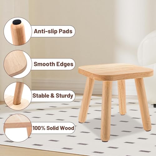 Pinyunxuan Small Wooden Chair, Children's Chair, Sensory Desk with Hand-Held Non-Slip Handle, Portable Square Bathroom Furniture Decoration, Size: 24c