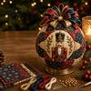 Christmas Patchwork Ornament Kit Quilted Fabric Ball DIY Kit Craft Material Pack Handmade for Beginner Xmas Tree Hanging Decor Adults Family
