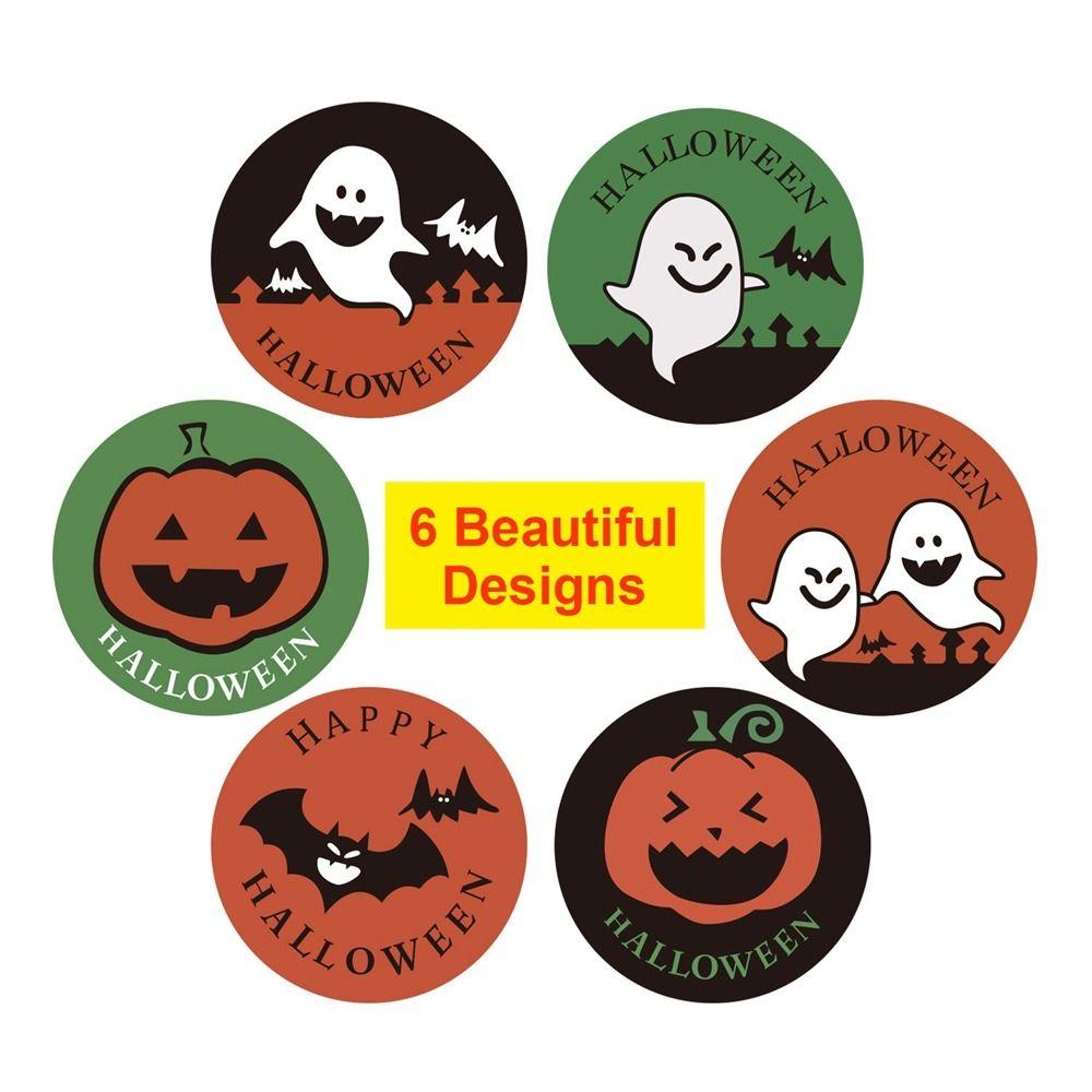500pcs Halloween Sticker Pumpkin Ghost Bat Thank You Seal Sticker for Candy Bag Scrapbooking Gift Box Label Decoration