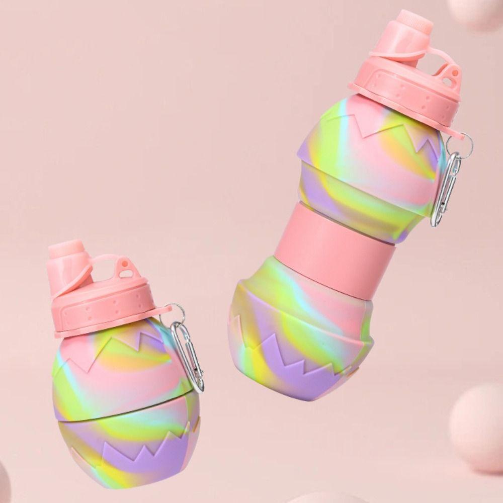 Silicone Silicone Folding Cups With Carabiner Portable Water Bottle Sport Water Bottle  Children