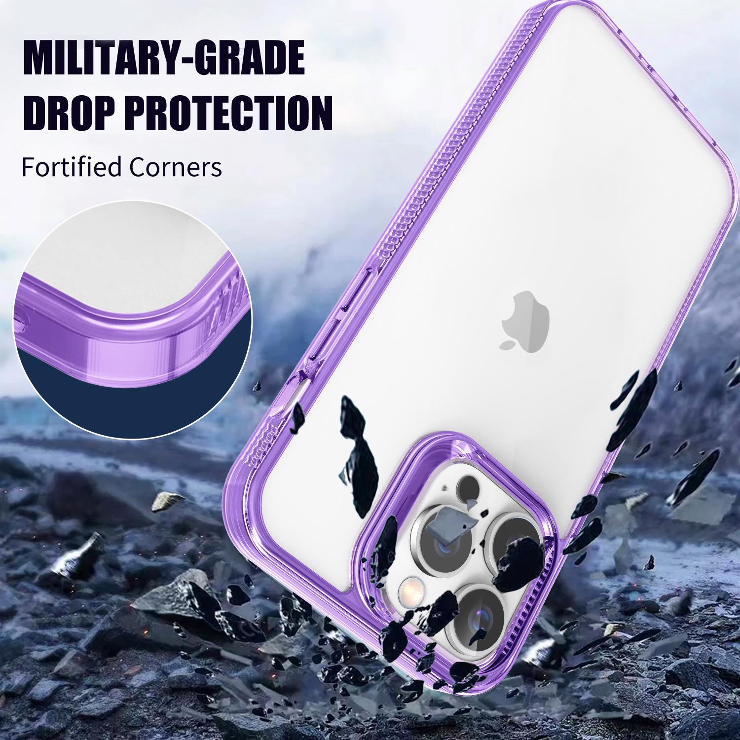 

For iPhone 15 TPU+PC Phone Cover HD Clear Case Anti-Scratch Smartphone Shell Black