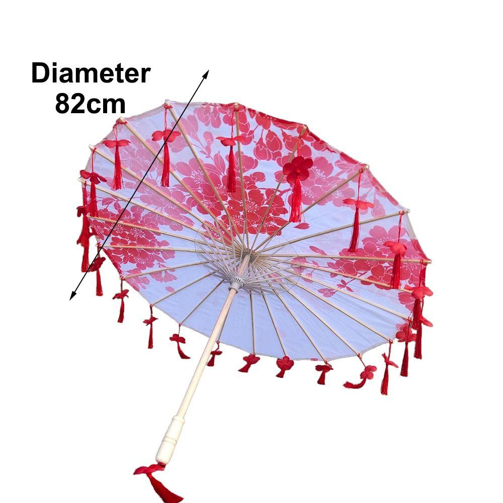 Chinese Japanese Art Tassel Decorative Umbrella Embroidery Flower Girl Umbrella  Wedding Decoration