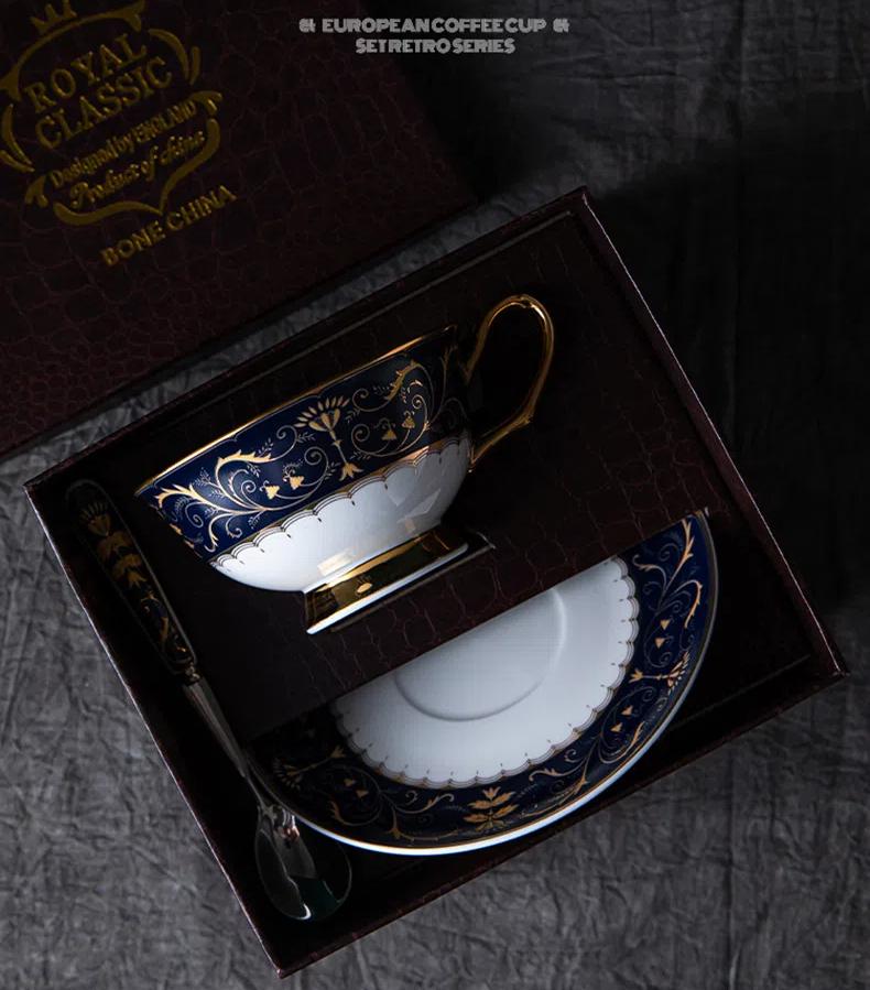 Vintage Bone Porcelain European Coffee Cup Set Exquisite Ceramic Gift Dish Afternoon Tea and Coffeware Sets