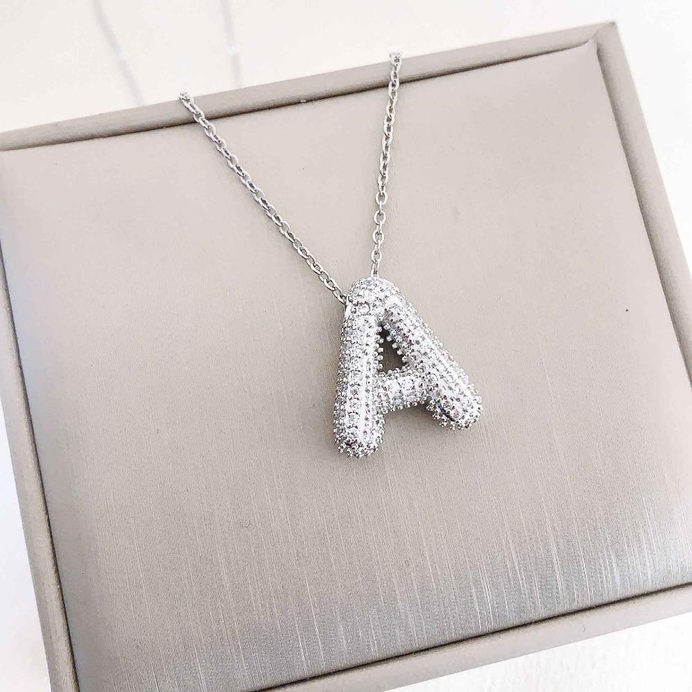 

Женское ожерелье Ожерелье с английским алфавитом Женское хип-хоп Полный циркон Нежная цепочка на ключицу Ожерелье для личности