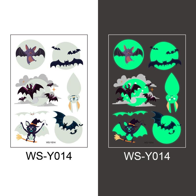 New Halloween Children's Night Light Tattoo Stickers Cartoon Cross Border Bat Party Festival Green 3D