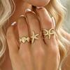 3/5Pcs Gold Color Finger Open Rings Conch Geometric Rings Vintage Starfish Open Ring Set  Women