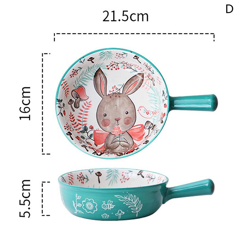 Keramická mísa s jednou rukojetí Mísa na nudle Forest Animal Design Velká mísa Kreativní restaurace Mísa na květiny pro domácnost Domácí dekorace