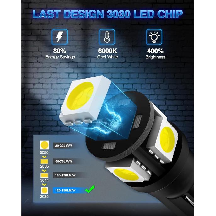 

Marsauto 194 LED Light Bulbs, 6000k Super Bright T10 168 2825 5SMD Replacement bulbs for License Plate Lamp, Courtesy Dome Map Door Lights, Pack of