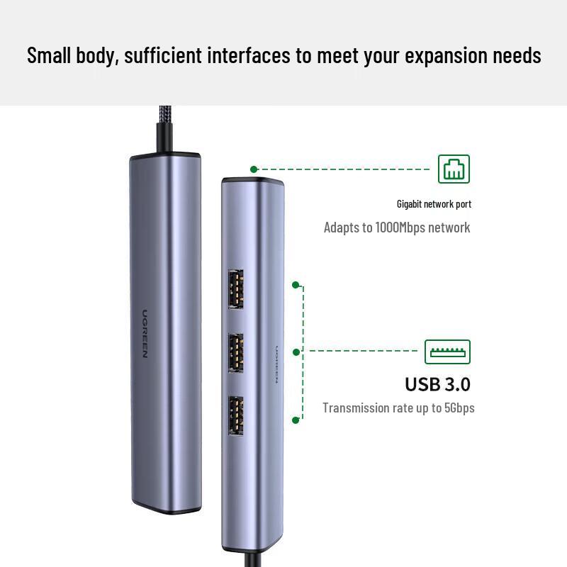 Ugreen USB-C To Gigabit Ethernet Adapter with USB 3.0 Hub