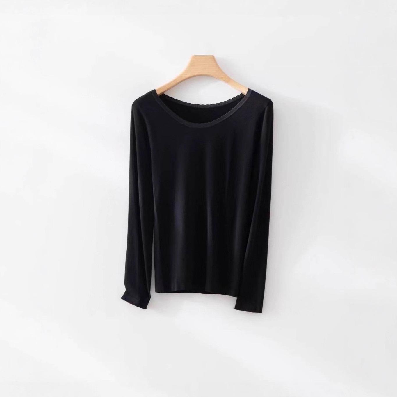 Women s Slim Fit Seamless Autumn Shirt - Round Neck, Solid Color, Body Shaping, Skin-Friendly Warm Base Layer. One Size