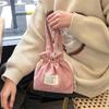 Fashion Corduroy Drawstring Handbags Protable Phone Pouch Makeup Bag Handbag for Women Travel Organizer Bags Wedding Supplies