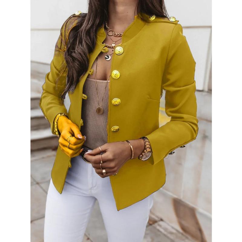 Blazers de Mujer Abrigos de Una Hilera Manga Larga Abrigos Novedad Abrigos Elegantes de Color Sólido Ropa Exterior Abrigo Otoñal Traf