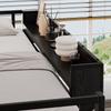 Letto in Ferro, Letto a Soppalco, Doppio Strato di Stoccaggio Sotto la Scrivania, Letto Superiore con Stoccaggio, Con Armadio, Ferro + MDF, Nero, 140x200cm