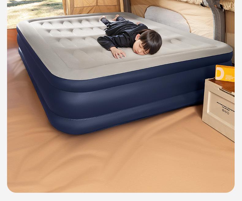 Inflatable Raised Air Mattress for Camping - Single/Double Portable Electric Flocking