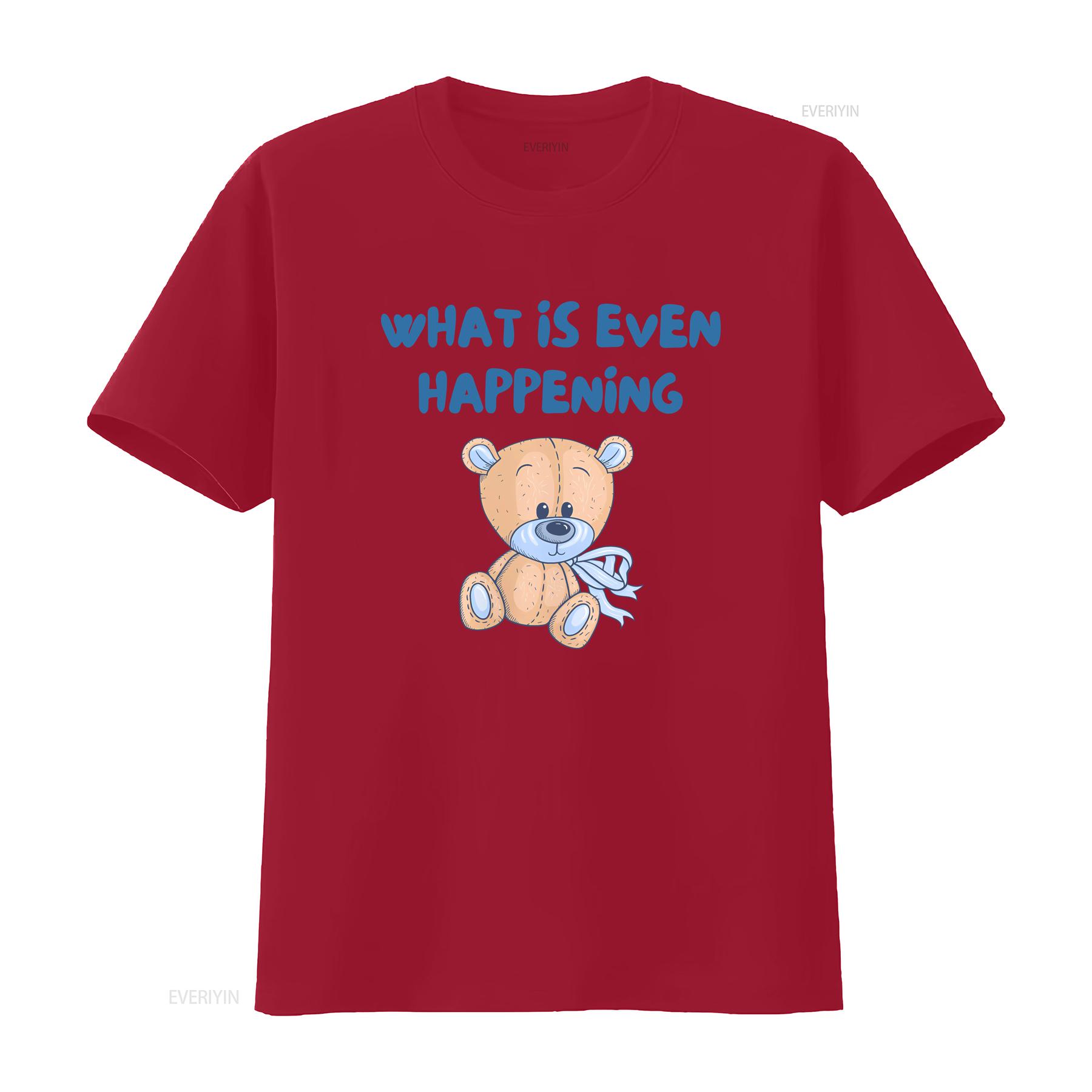 Смешная футболка с плюшевым мишкой Психическое здоровье Что вообще происходит Женский мем Саркастический винтажный стиранный топ для повседневной носки S