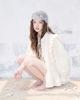 Ideunbin Glass Beadwork Charm Handmade Crochet Beanie - Light Gray