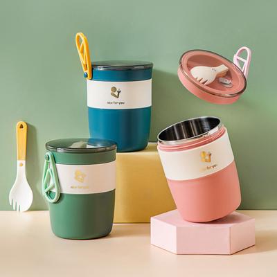 Scatola per il pranzo da 450 ml con comoda impugnatura, buona tenuta, pratico contenitore termico per zuppe, cereali, alimenti con posate