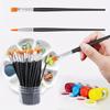 Bristle Artist Brushes with Flat Head & Round Tip - Dual-Tone Black & Orange Handles,Durable Synthetic Bristles for Oil Painting