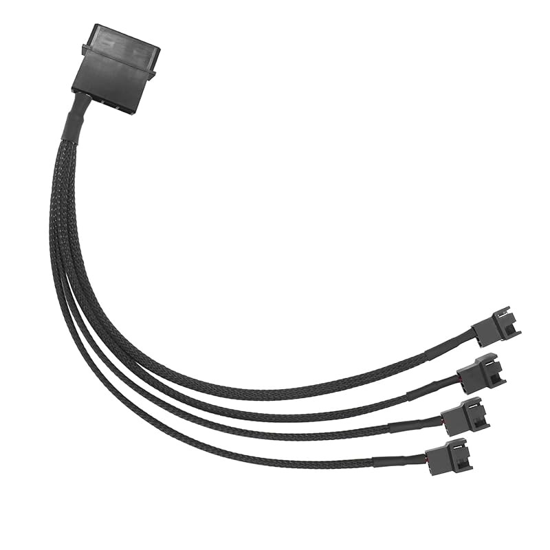 Molex to 4 Pin Fan Adapter for 3 Pin 4 Pin PC Case 12V Cooling Fans Molex to Fan Splitter Power Cable, 13 inch (1 Pack(1 to 4)) 1 Pack(1 to 4)