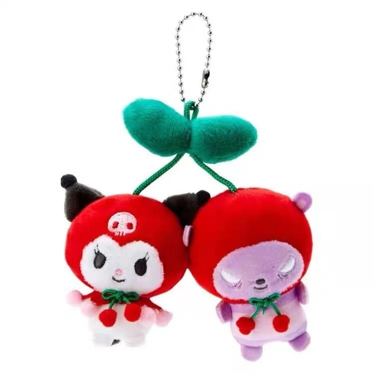 Cute Cherry Cinnamon Dog Plush Pendant Pin Adorable Stuffed Animal Keychain Gift StyleA