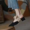 New Pointed Female Butterfly-Knot Women 2024 Slippers Casual Square Heel Loafers