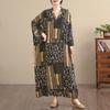 DIMANAF New 2026 Women Long Dress Plus Size Spring Summer Loose Basic Vintage Oversize Long Sleeve Maxi Floral