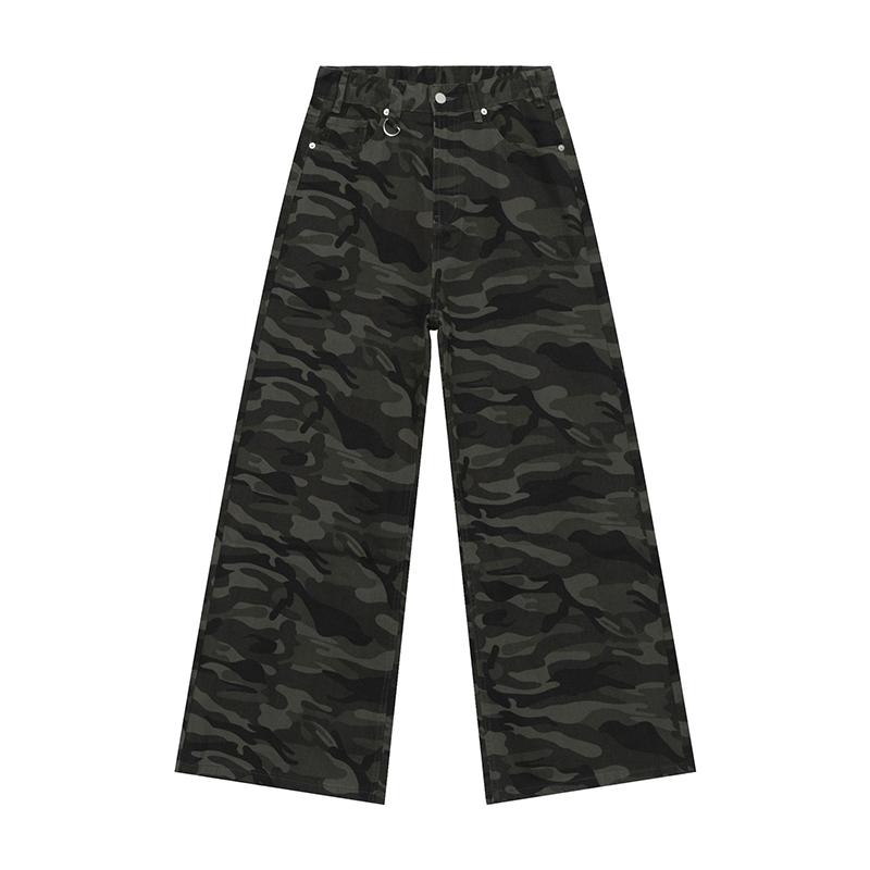 Men's Denim Pants Old Blue Washed Male Jeans Straight Casual Menwear Loose Wide Leg Trousers New Fashion