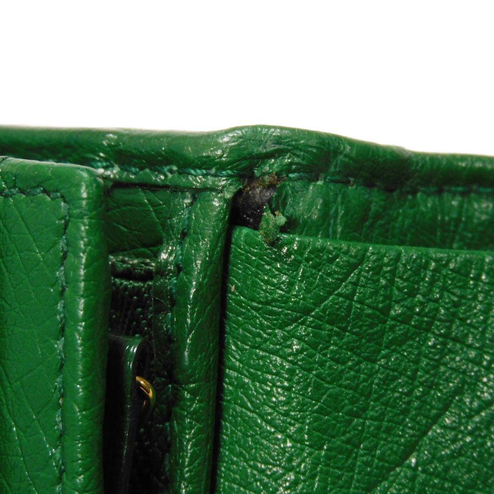 Used Double G Exotic Compact Wallet 9539 456126 7941 Petit Marmont GG Marmont Ostrich Green Unisex from Japan AUTHENTIC