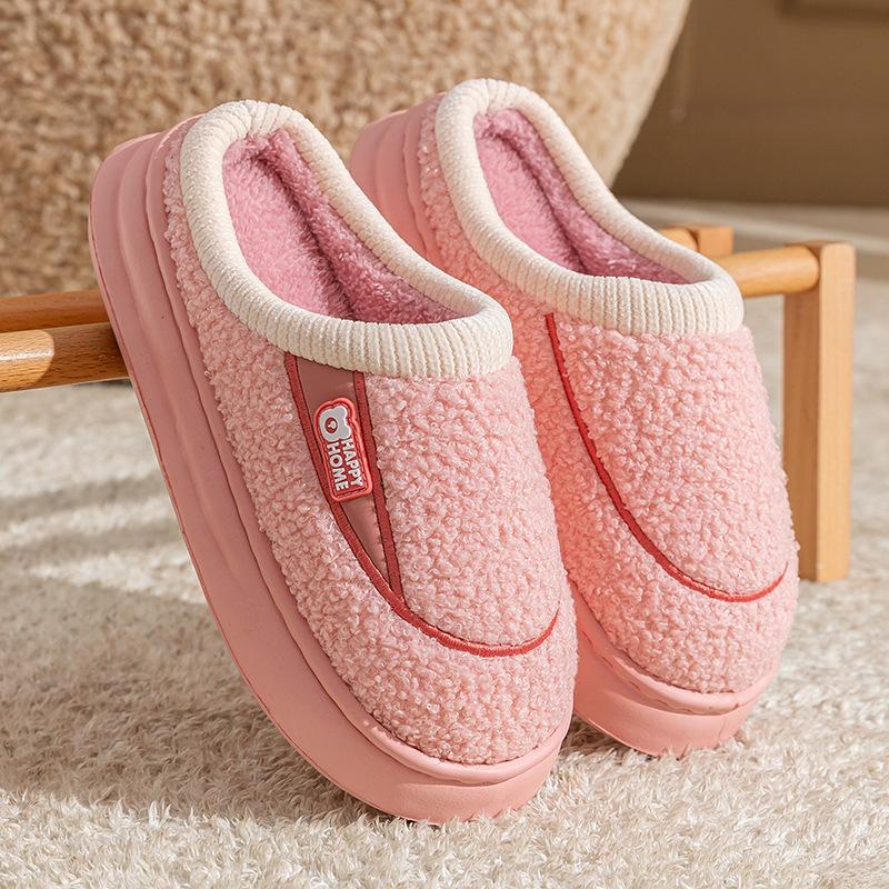 Plush cotton slippers winter plush warm indoor home non-slip thick bottom couple fashion cotton mop