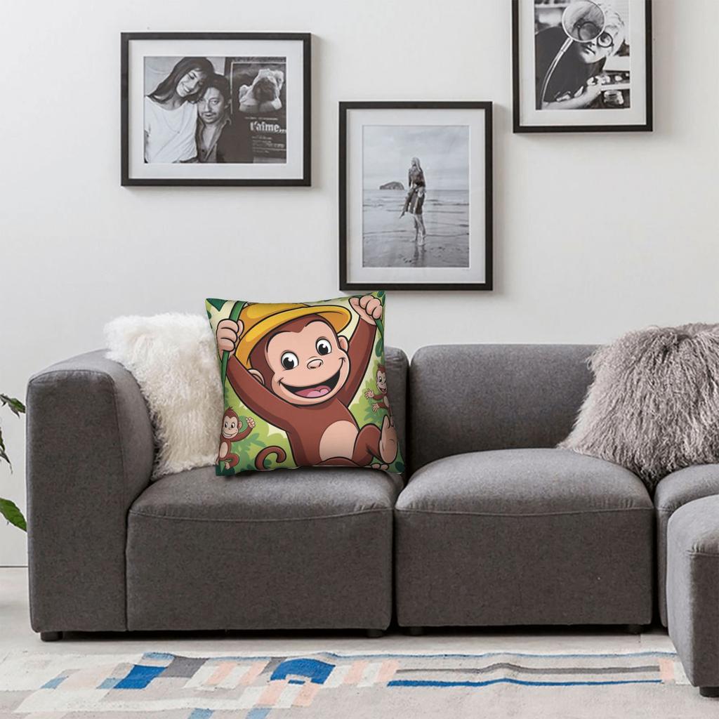 Federa Cuscino Cartone Animato Curious George Federa Cuscino Vintage Per Divano Decorazione Casa Federe Quadrate Regalo