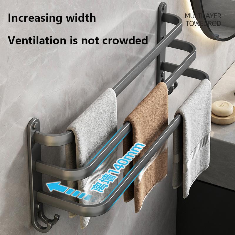 Porte Serviettes Salle De Bains, Porte-Serviettes Murale, Avec 5 Crochets, Aluminium Antirouille, Perçage Ou Auto-Adhésif, 60cm-Noir - Bricolage