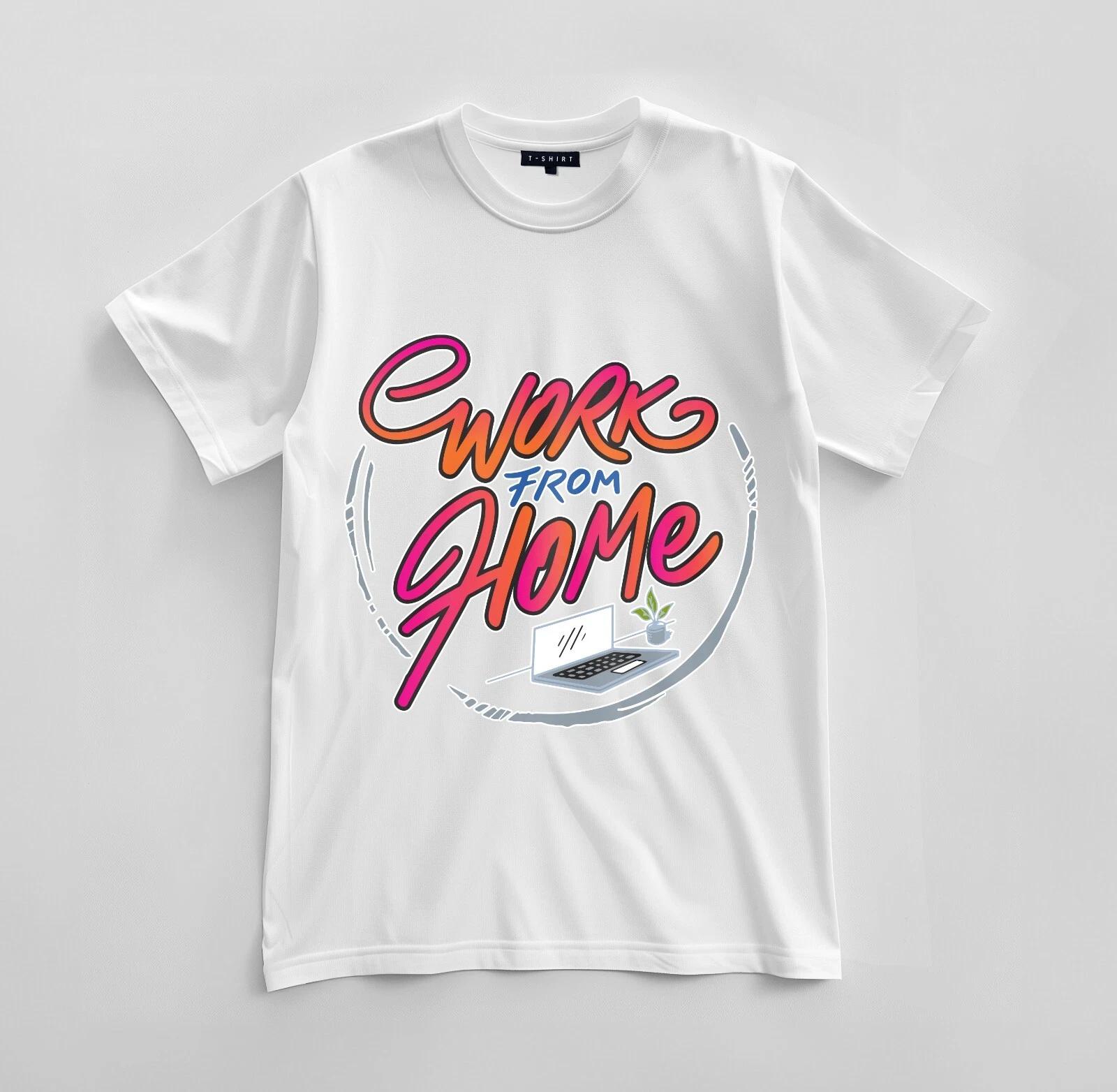 Custom Work From Home Graphic T-shirt Design Unisex Jersey Short Sleeve Tee L