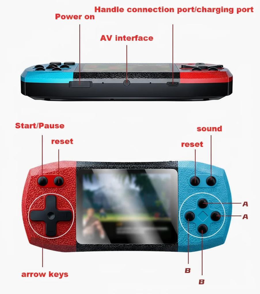Retro Video Game Console Built in 620 Classic Games 2.4 Inch Portable Handheld Game Player Rechargeable Console AV Ouput