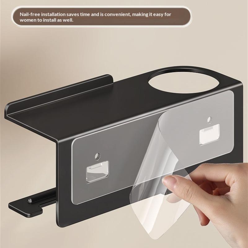 1Pc No-Drill Toilet Paper Holderphone Stand Metal Storage Rack Kitchen Towel Holder Seasoning Bottle Bathroom Wall Roll Paper