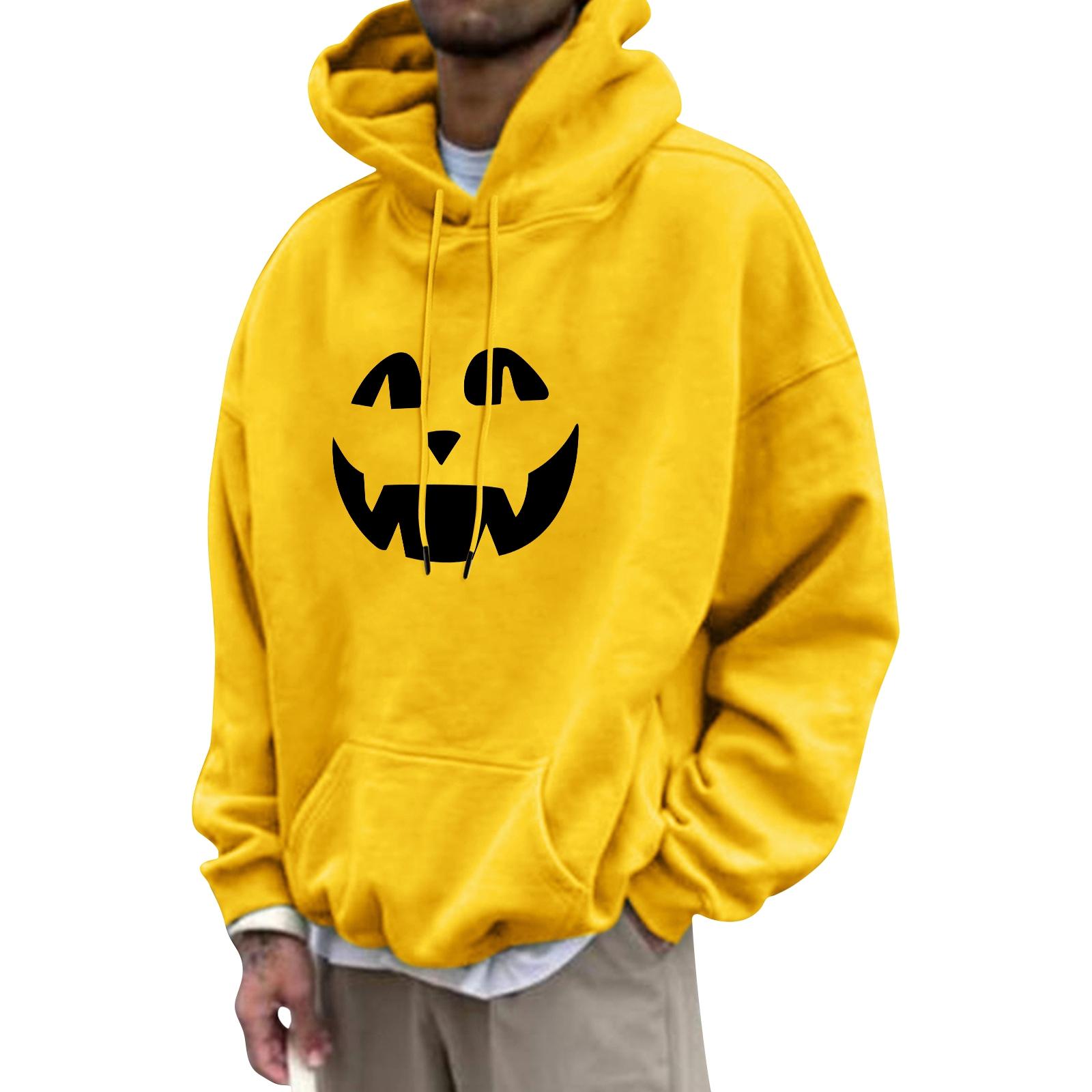 

Унисекс Повседневный Модный Топ с Толстовкой на Шнурке и Принтованной Толстовкой L жёлтый