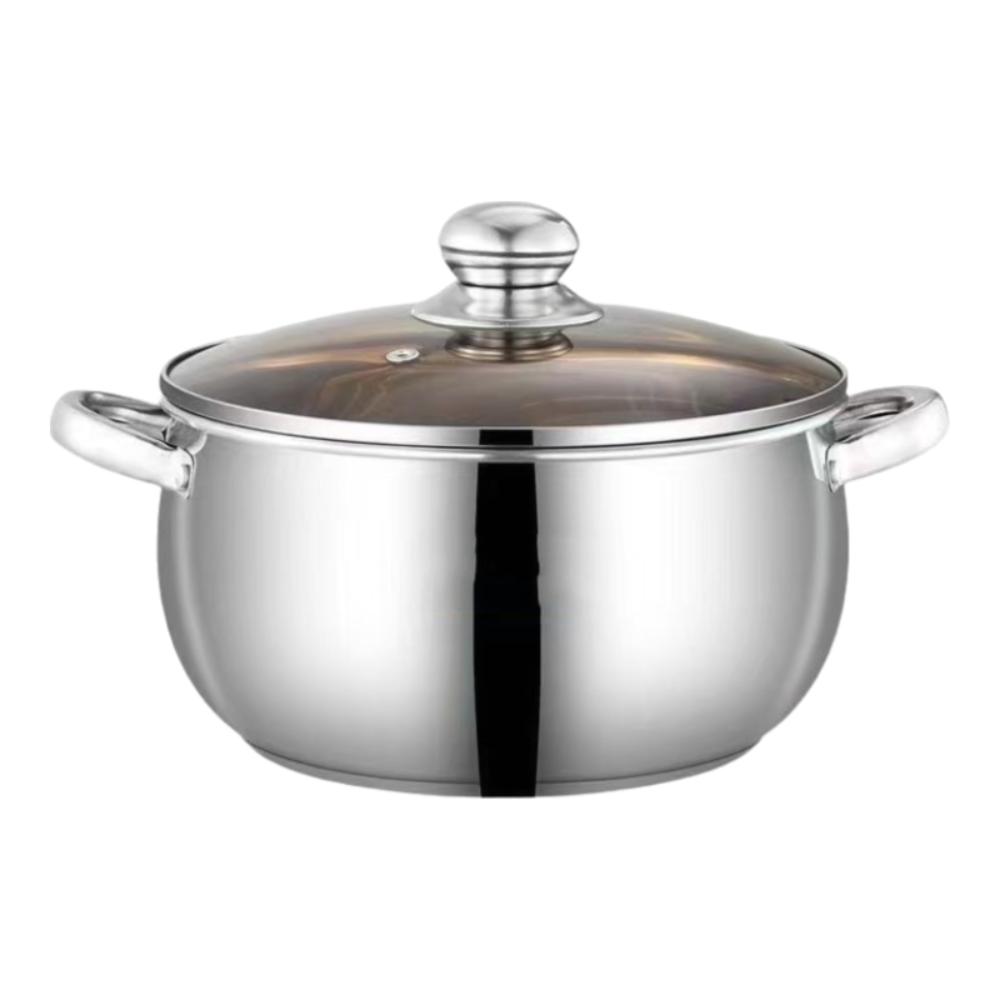 With Glass Lid Soup Pot Stainless Steel Outdoor Cooking Pot Saucepan  Induction Cooker Gas